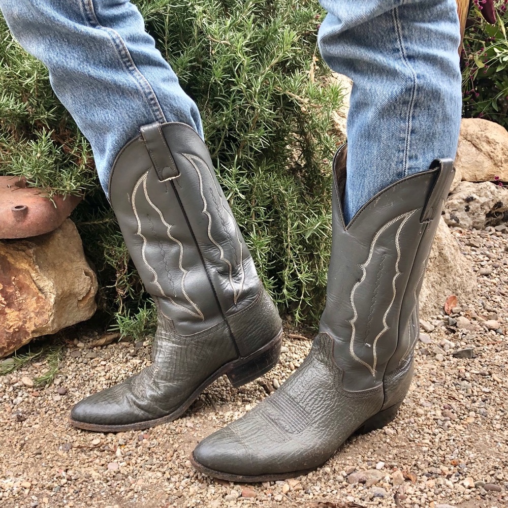 Vintage slate grey cowboy boots